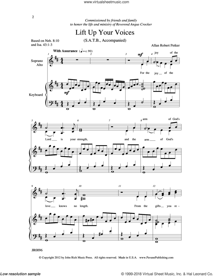 Lift Up Your Voices sheet music for choir (SATB: soprano, alto, tenor, bass) by Allan Robert Petker, intermediate skill level