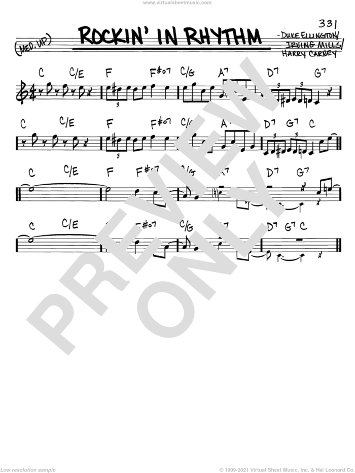 Rockin' In Rhythm sheet music for voice and other instruments (in C) by Duke Ellington, Harry Carney and Irving Mills, intermediate skill level