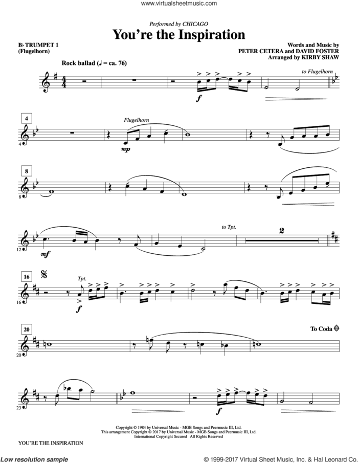 You're the Inspiration (complete set of parts) sheet music for orchestra/band by Kirby Shaw, Chicago, David Foster, Peter Cetera and Peter Cetera Featuring AZ Yet, wedding score, intermediate skill level