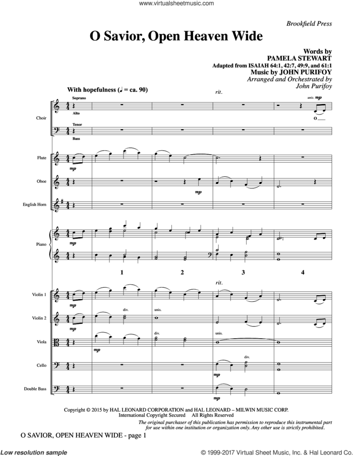 O Savior, Open Heaven Wide (COMPLETE) sheet music for orchestra/band by John Purifoy and Pamela Stewart, intermediate skill level