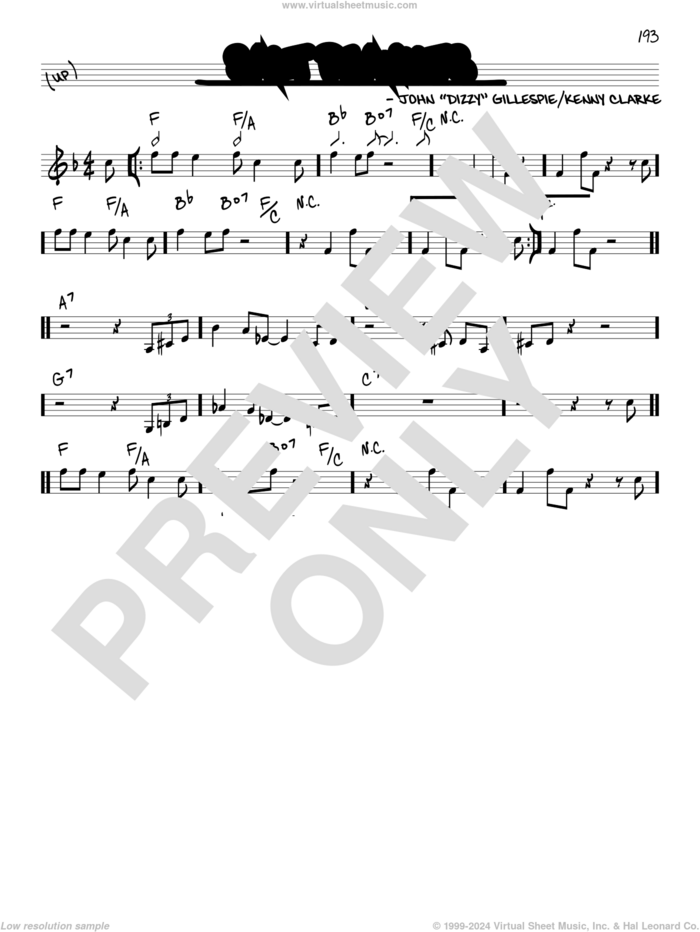 Salt Peanuts sheet music for voice and other instruments (in C) by Dizzy Gillespie and Kenny Clarke, intermediate skill level