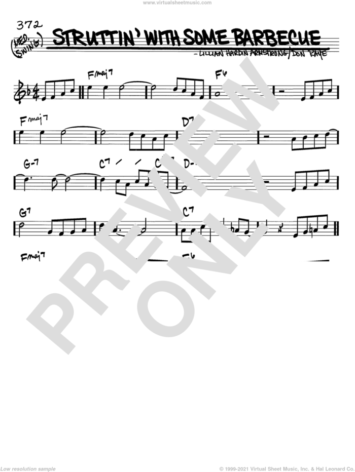 Struttin' With Some Barbecue sheet music for voice and other instruments (in C) by Louis Armstrong, Don Raye and Lillian Hardin Armstrong, intermediate skill level