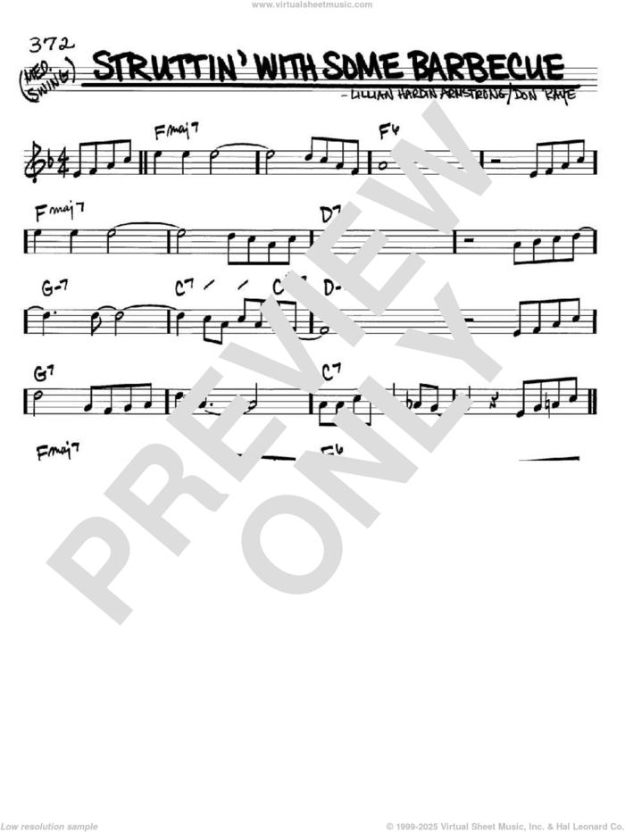 Struttin' With Some Barbecue sheet music for voice and other instruments (in C) by Louis Armstrong, Don Raye and Lillian Hardin Armstrong, intermediate skill level