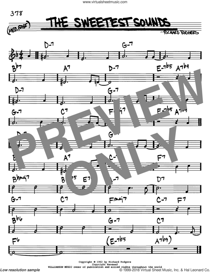 The Sweetest Sounds sheet music for voice and other instruments (in C) by Richard Rodgers, intermediate skill level