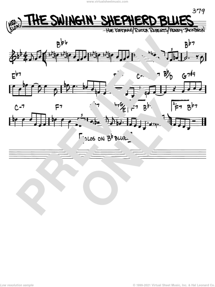 The Swingin' Shepherd Blues sheet music for voice and other instruments (in C) by Moe Koffman, Kenny Jacobson and Rhoda Roberts, intermediate skill level