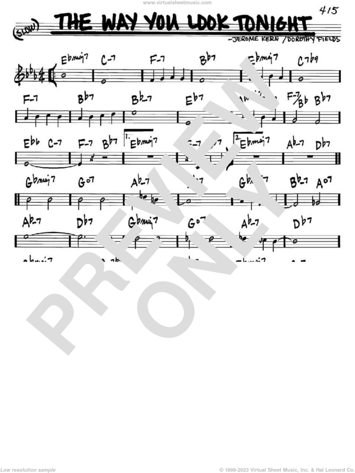 The Way You Look Tonight sheet music for voice and other instruments (in C) by Jerome Kern and Dorothy Fields, wedding score, intermediate skill level