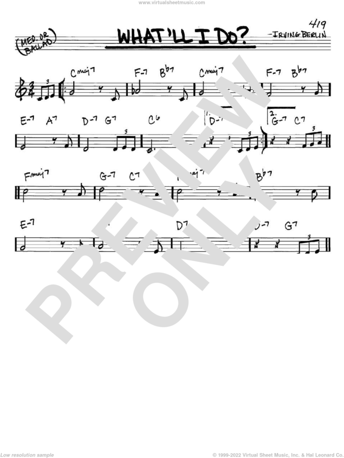 What'll I Do sheet music for voice and other instruments (in C) by Irving Berlin, intermediate skill level