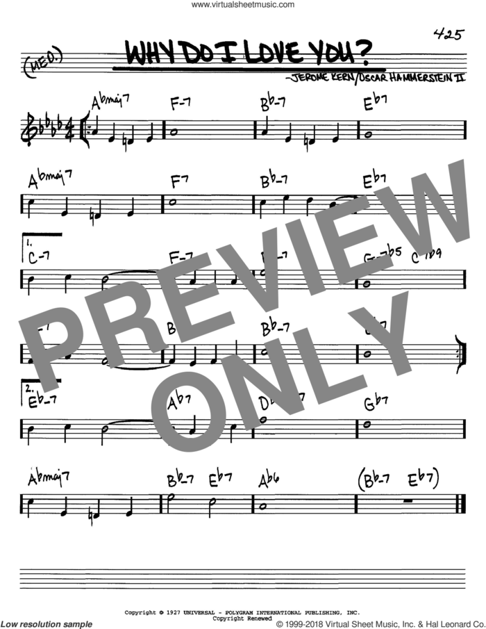 Why Do I Love You? sheet music for voice and other instruments (in C) by Jerome Kern and Oscar II Hammerstein, intermediate skill level