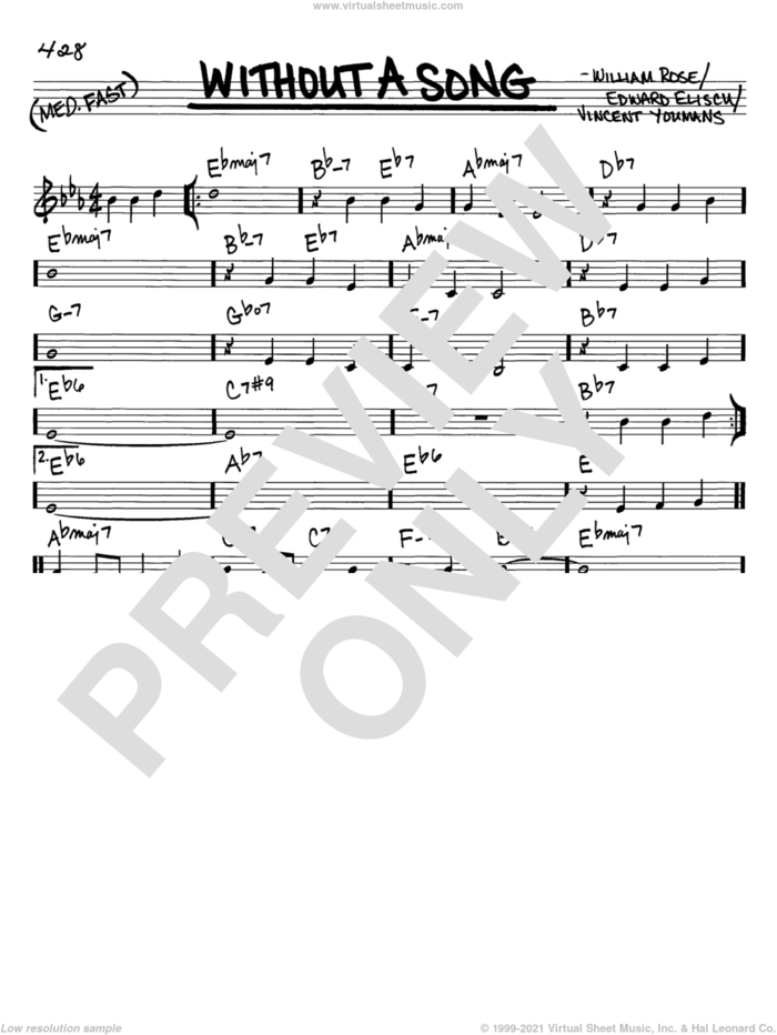 Without A Song sheet music for voice and other instruments (in C) by Willie Nelson, Edward Eliscu, Vincent Youmans and William Rose, intermediate skill level