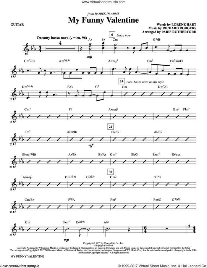 My Funny Valentine (complete set of parts) sheet music for orchestra/band by Richard Rodgers, Lorenz Hart and Paris Rutherford, intermediate skill level