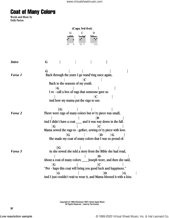 Coat Of Many Colors sheet music for guitar (chords) by Shania Twain with Alison Krauss & Union Station and Dolly Parton, intermediate skill level