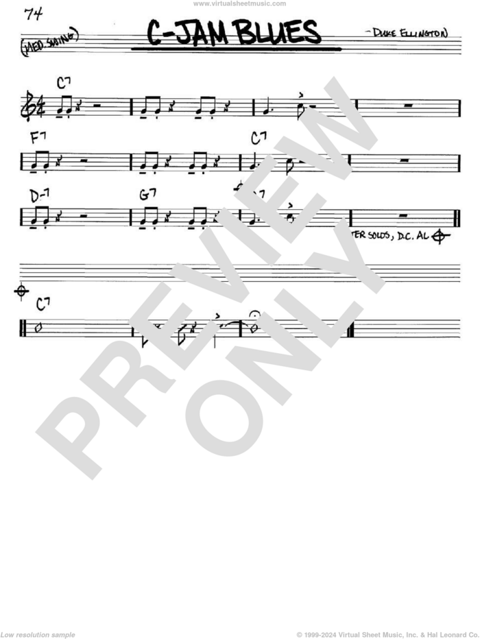 C-Jam Blues sheet music for voice and other instruments (in C) by Duke Ellington, intermediate skill level