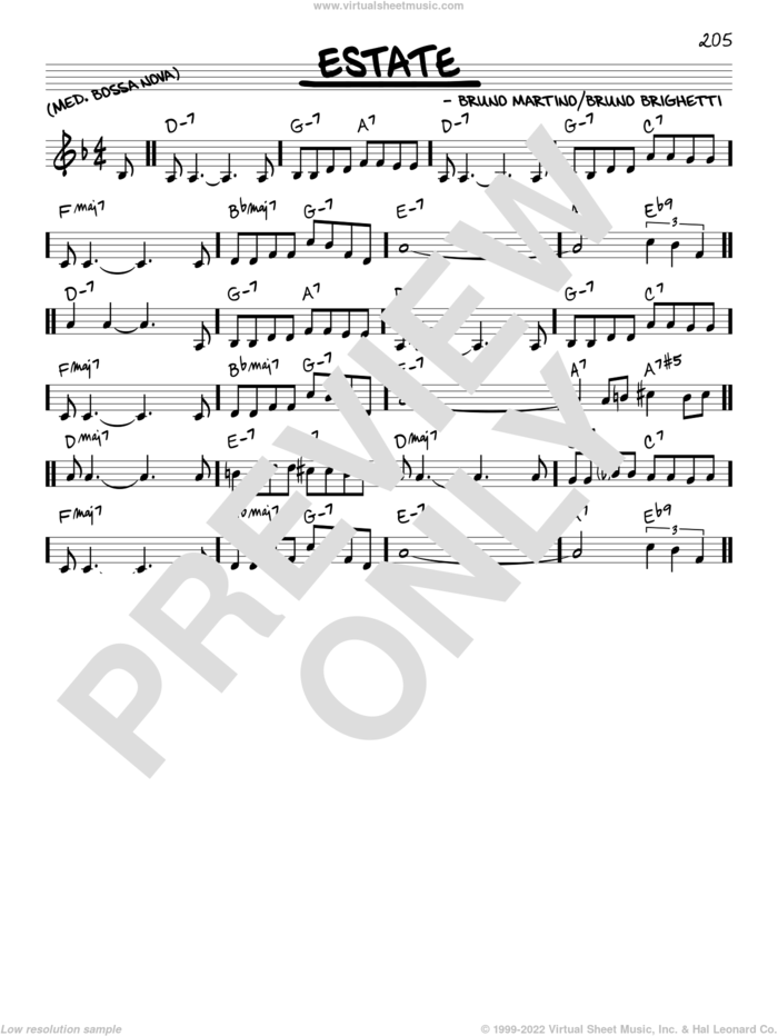Estate sheet music for voice and other instruments (in C) by Bruno Martino and Bruno Brighetti, intermediate skill level