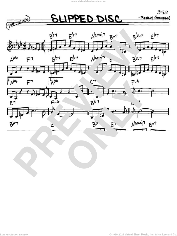 Slipped Disc sheet music for voice and other instruments (in C) by Benny Goodman, intermediate skill level