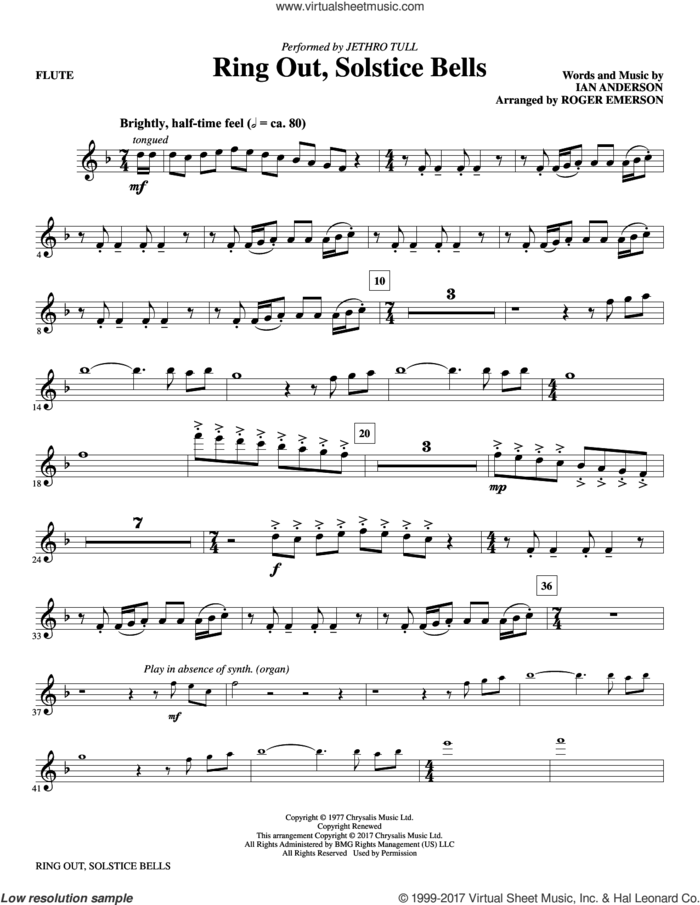 Ring Out, Solstice Bells (complete set of parts) sheet music for orchestra/band by Roger Emerson, Ian Anderson and Jethro Tull, intermediate skill level