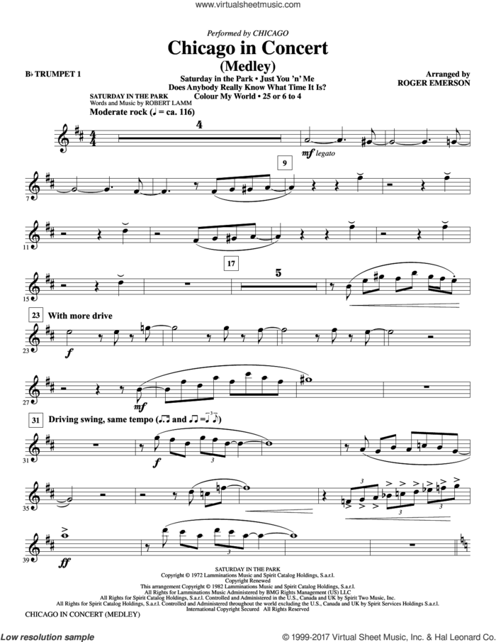 Chicago In Concert (complete set of parts) sheet music for orchestra/band by Roger Emerson, Chicago and Robert Lamm, intermediate skill level