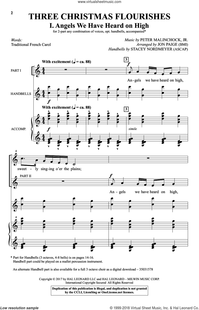 Angels We Have Heard On High sheet music for choir by Jon Paige, Peter Malinchock, Miscellaneous and Peter Malinchock, Jr., intermediate skill level