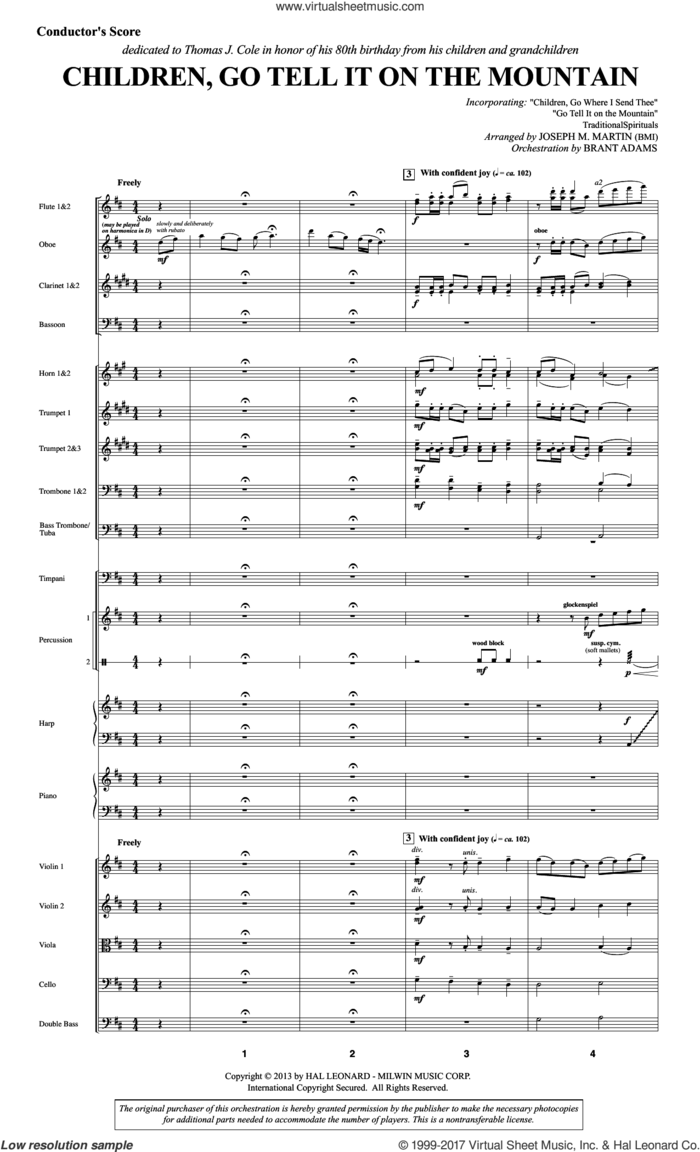 Children, Go Tell It on the Mountain (COMPLETE) sheet music for orchestra/band by Joseph M. Martin and Traditional Spirituals, intermediate skill level