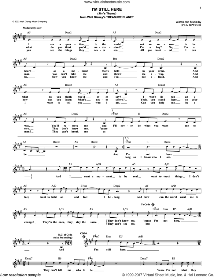 I'm Still Here (Jim's Theme) sheet music for voice and other instruments (fake book) by John Rzeznik, intermediate skill level
