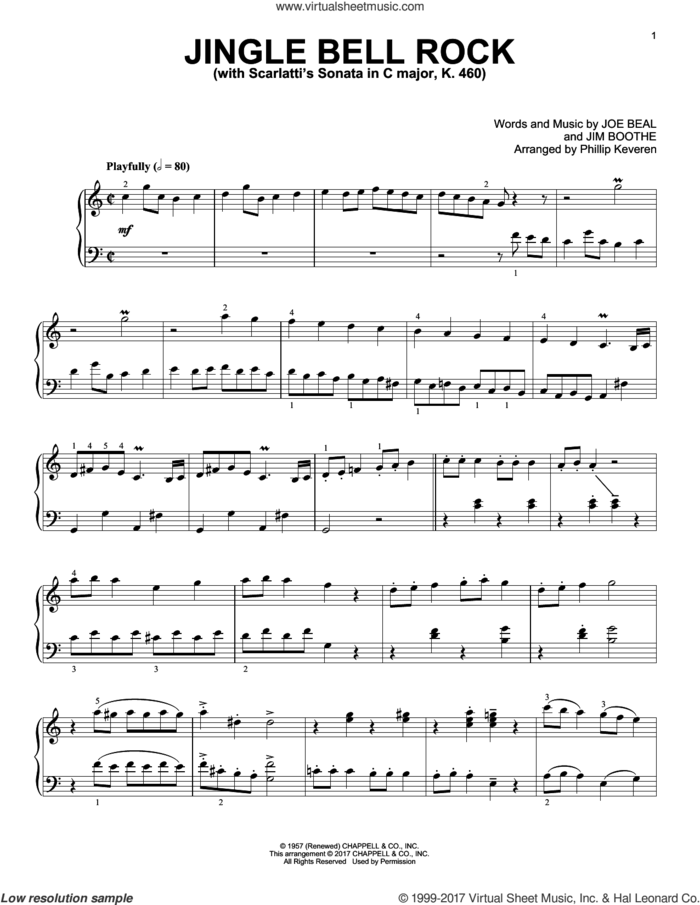 Jingle Bell Rock [Classical version] (arr. Phillip Keveren) sheet music for piano solo by Joe Beal, Phillip Keveren and Jim Boothe, intermediate skill level