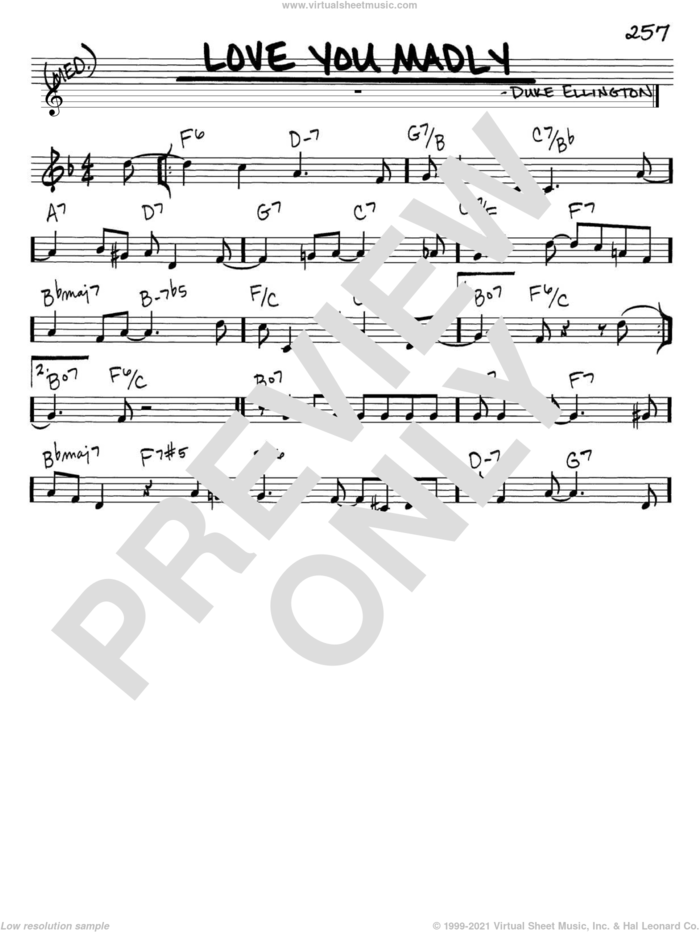 Love You Madly sheet music for voice and other instruments (in C) by Duke Ellington, intermediate skill level