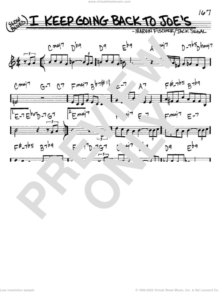 I Keep Going Back To Joe's sheet music for voice and other instruments (in C) by Marvin Fisher and Jack Segal, intermediate skill level