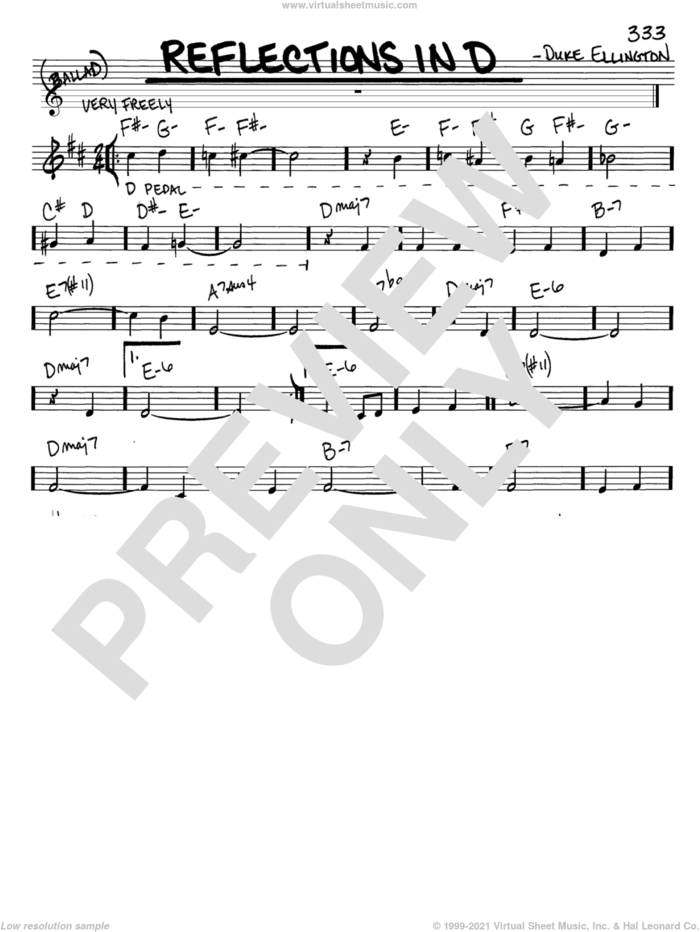 Reflections In D sheet music for voice and other instruments (in C) by Duke Ellington, intermediate skill level