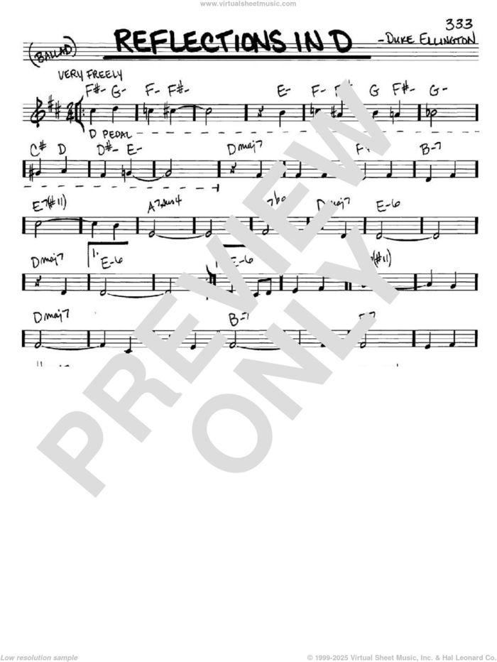 Reflections In D sheet music for voice and other instruments (in C) by Duke Ellington, intermediate skill level