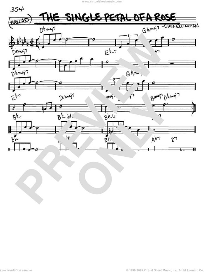 The Single Petal Of A Rose sheet music for voice and other instruments (in C) by Duke Ellington, intermediate skill level