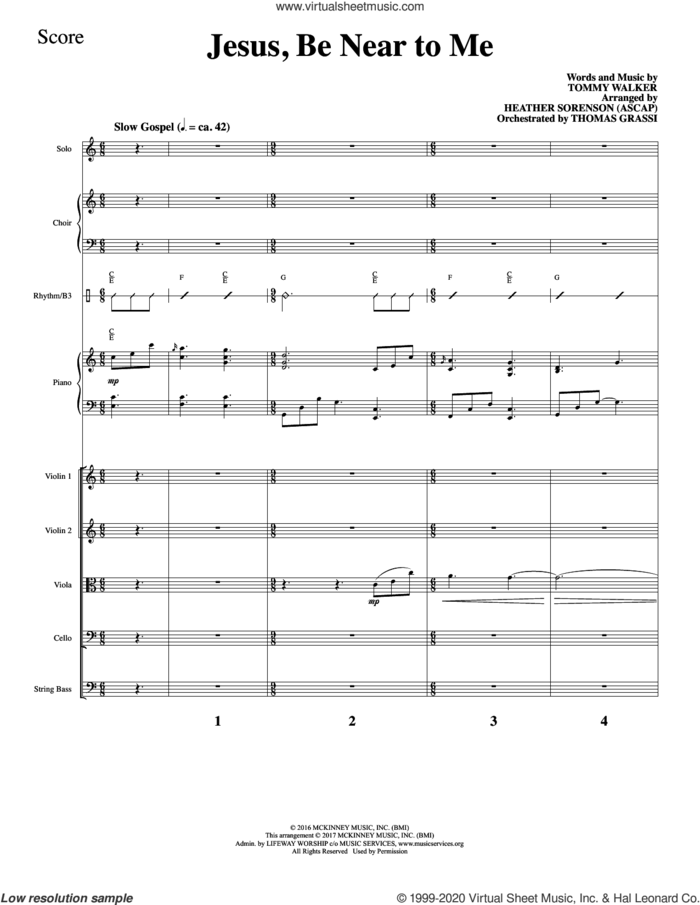 Jesus, Be Near to Me (COMPLETE) sheet music for orchestra/band by Heather Sorenson and Tommy Walker, intermediate skill level