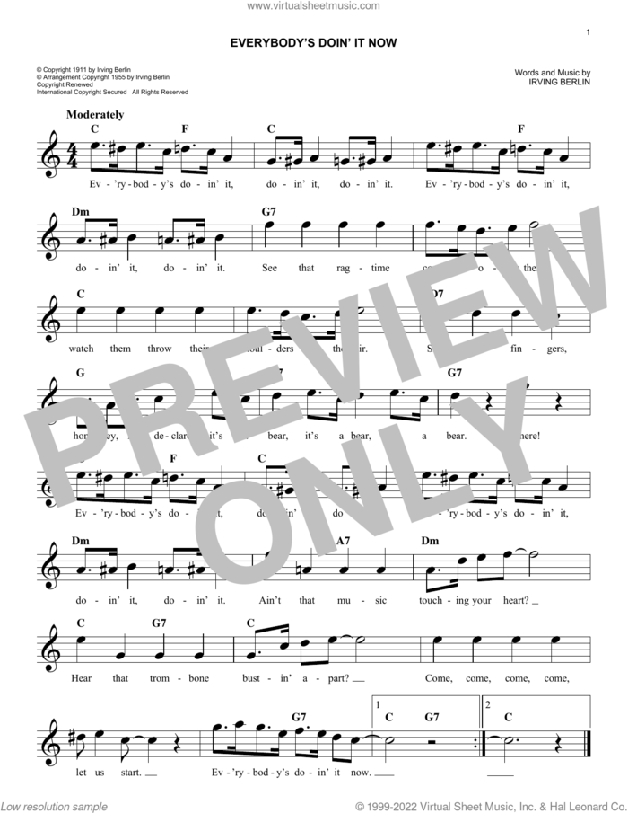 Everybody's Doin' It Now sheet music for voice and other instruments (fake book) by Irving Berlin, easy skill level