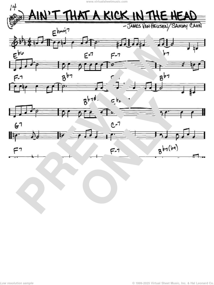 Ain't That A Kick In The Head sheet music for voice and other instruments (in C) by Dean Martin, Jimmy van Heusen and Sammy Cahn, intermediate skill level