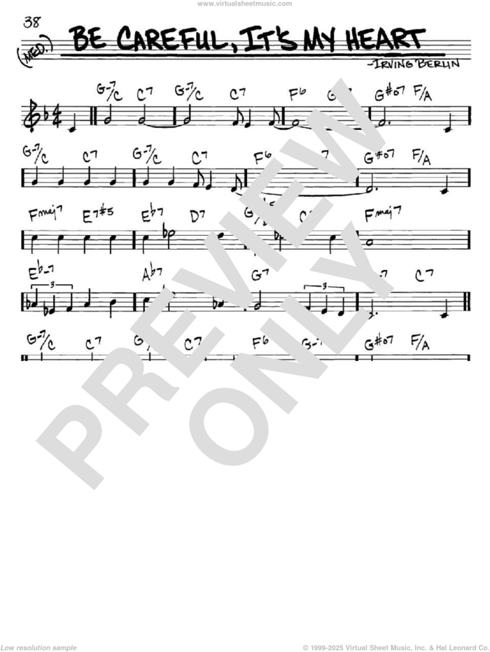 Be Careful, It's My Heart sheet music for voice and other instruments (in C) by Irving Berlin, intermediate skill level