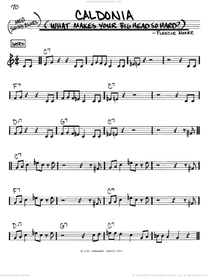 Caldonia (What Makes Your Big Head So Hard?) sheet music for voice and other instruments (in C) by Woody Herman and Fleecie Moore, intermediate skill level