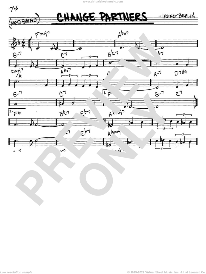 Change Partners sheet music for voice and other instruments (in C) by Irving Berlin, intermediate skill level