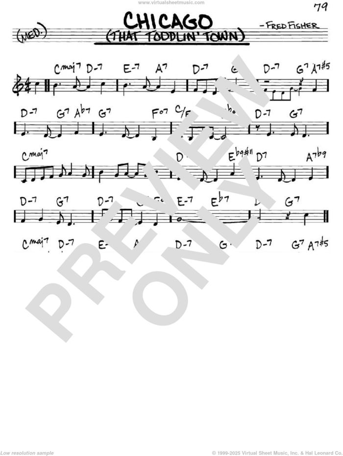 Chicago (That Toddlin' Town) sheet music for voice and other instruments (in C) by Frank Sinatra and Fred Fisher, intermediate skill level