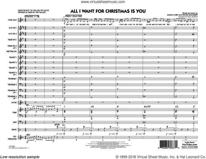 All I Want for Christmas Is You (COMPLETE) sheet music for jazz band by Paul Murtha and Walter Afanasieff, intermediate skill level