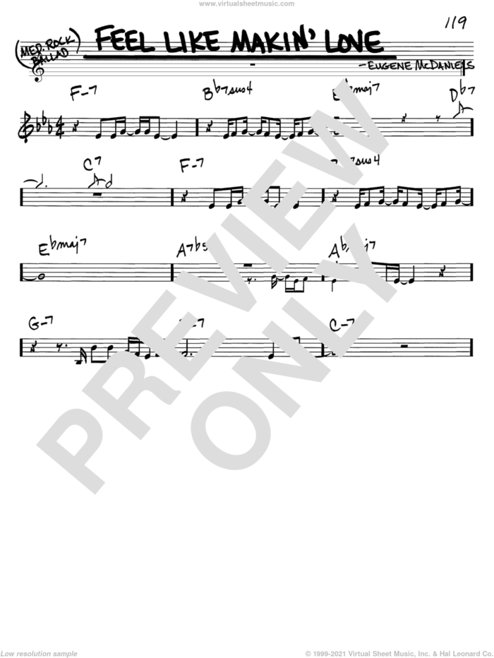 Feel Like Makin' Love sheet music for voice and other instruments (in C) by Eugene McDaniels, intermediate skill level