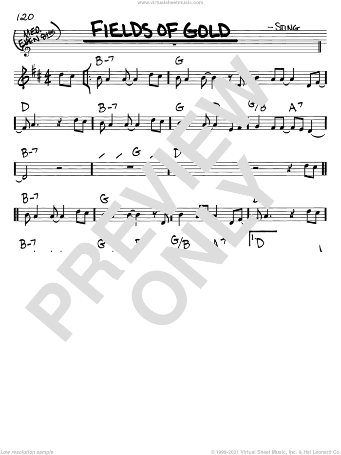 Fields Of Gold sheet music for voice and other instruments (in C) by Sting, intermediate skill level