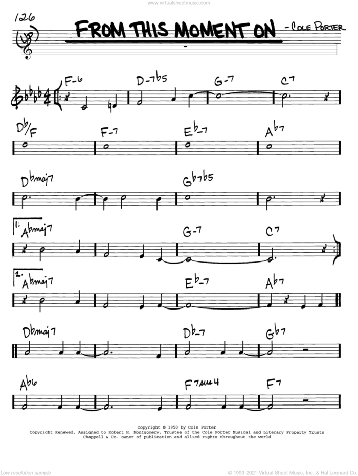 From This Moment On (from Kiss Me, Kate) sheet music for voice and other instruments (in C) by Cole Porter, intermediate skill level