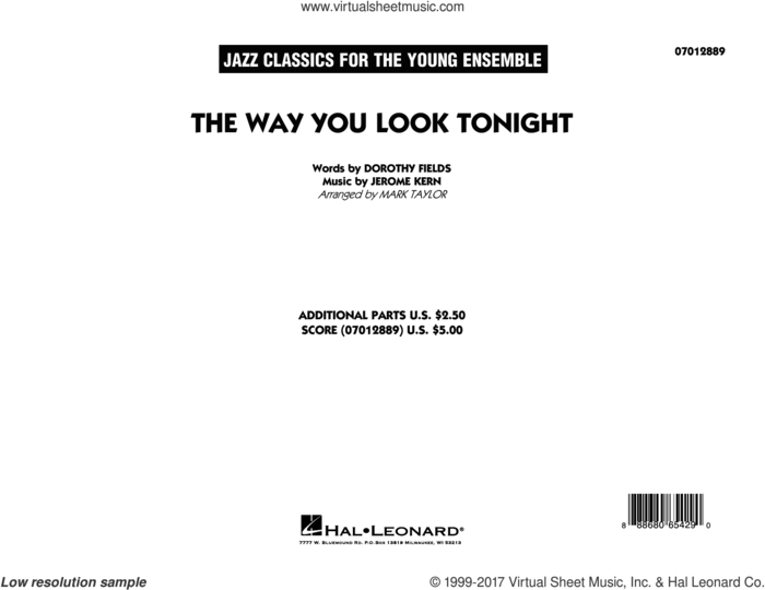 The Way You Look Tonight (COMPLETE) sheet music for jazz band by Jerome Kern, Dorothy Fields and Mark Taylor, wedding score, intermediate skill level