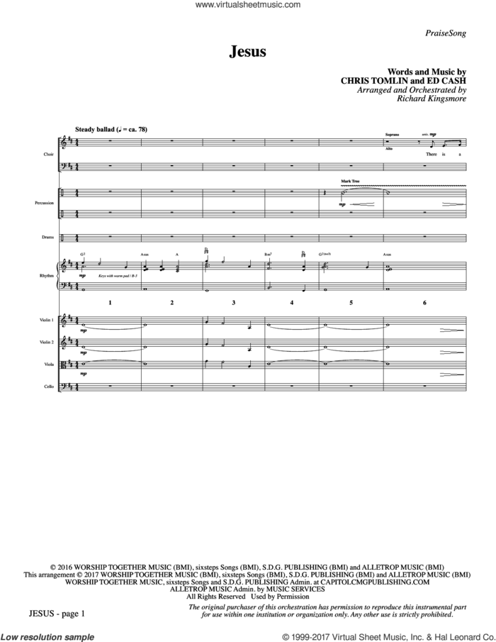 Jesus (arr. Richard Kingsmore) (COMPLETE) sheet music for orchestra/band by Chris Tomlin, Ed Cash and Richard Kingsmore, intermediate skill level
