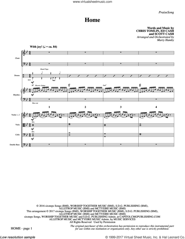 Home (COMPLETE) sheet music for orchestra/band by Chris Tomlin, Ed Cash, Marty Hamby and Scott Cash, intermediate skill level