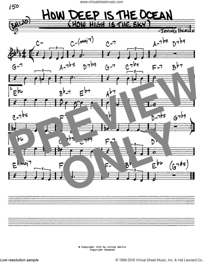 How Deep Is The Ocean (How High Is The Sky) sheet music for voice and other instruments (in C) by Irving Berlin, intermediate skill level