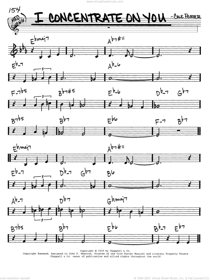 I Concentrate On You sheet music for voice and other instruments (in C) by Cole Porter, intermediate skill level