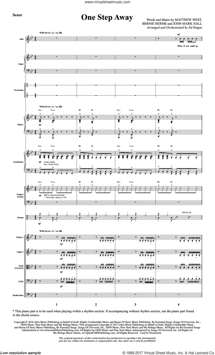 One Step Away (COMPLETE) sheet music for orchestra/band by Casting Crowns, Bernie Herms, Ed Hogan, John Mark Hall and Matthew West, intermediate skill level