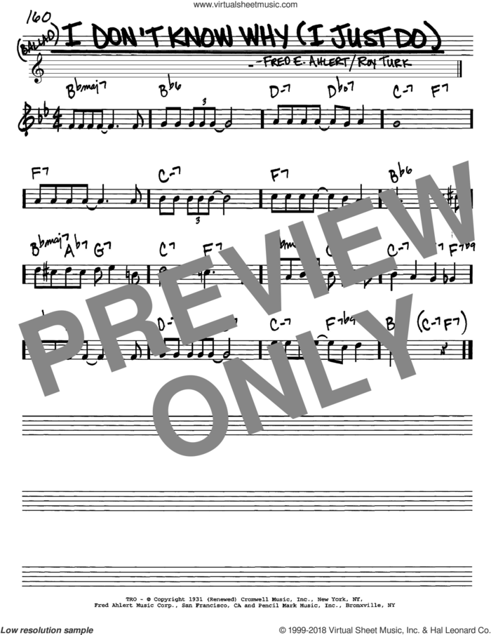 I Don't Know Why (I Just Do) sheet music for voice and other instruments (in C) by Frank Sinatra, Dean Martin, Nat King Cole, Fred Ahlert and Roy Turk, intermediate skill level