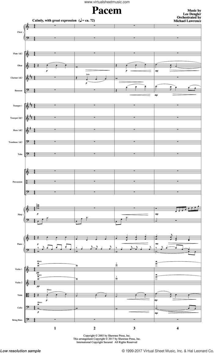 Pacem (COMPLETE) sheet music for orchestra/band by Lee Dengler, intermediate skill level