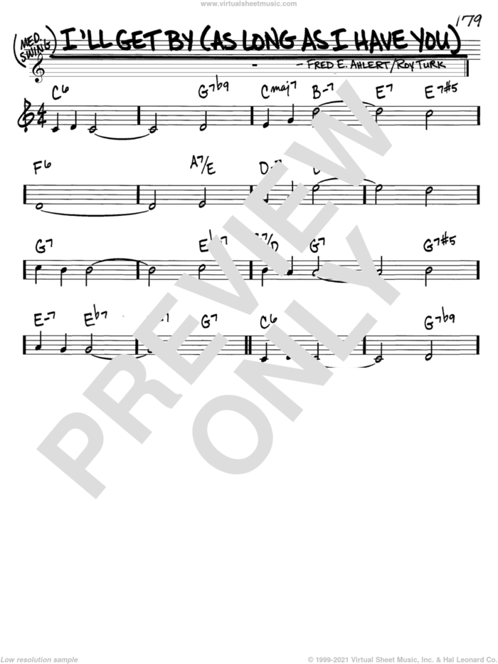 I'll Get By (As Long As I Have You) sheet music for voice and other instruments (in C) by Billie Holiday, Fred Ahlert and Roy Turk, intermediate skill level