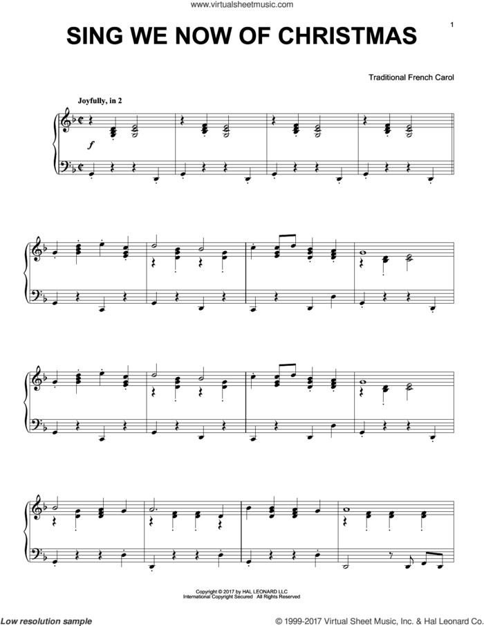 Sing We Now Of Christmas sheet music for piano solo, intermediate skill level